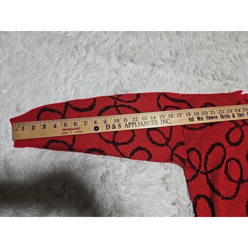 Vintage Abstract Sweater 80s S/M Pullover Knit All-Over Red GAS Great‎ American